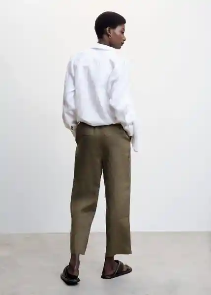 Pantalón Linen Khaki Talla S Mujer Mango