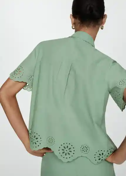 Camisa Dam-H Verde Talla XS Mujer Mango