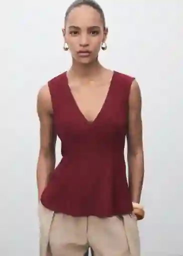 Top Pep Burdeos Talla S Mujer Mango