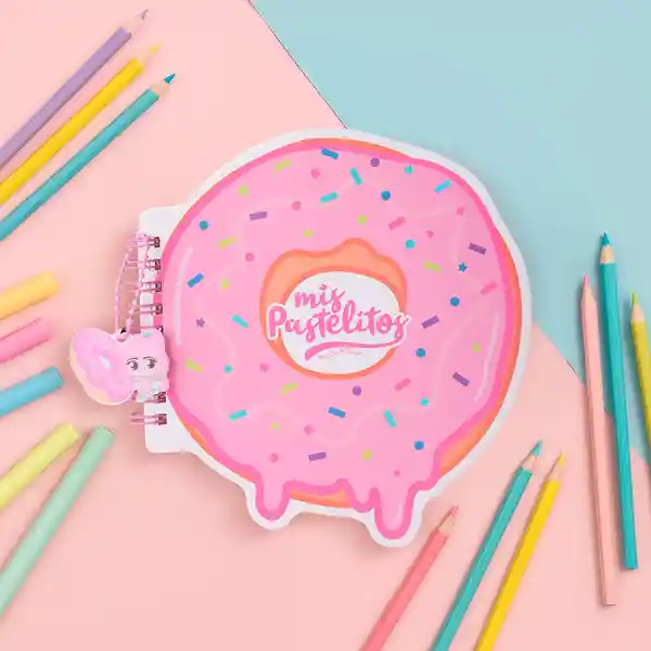 Cuaderno Mini en Forma Dona 80 Hojas Serie Mis Pastelitos Miniso
