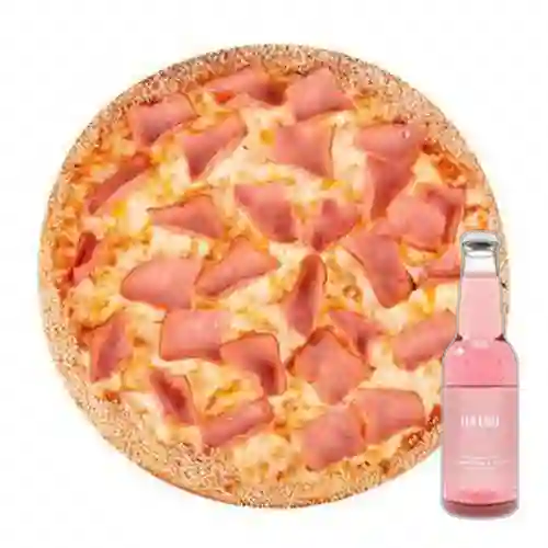 Combo pizza jamón + soda hatsu