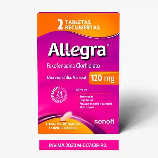 Allegra x2 tabletas recubiertas (120 mg)