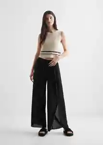 Pantalón Flow Negro Talla 18 Teen Niñas Mango