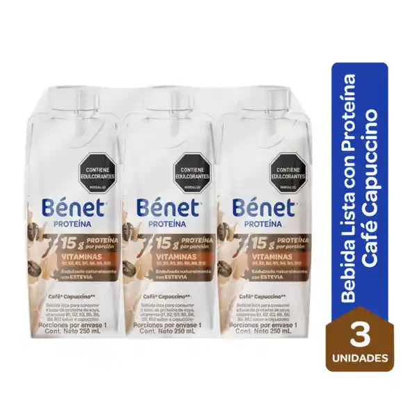 Bebida Benet Capuccino x 250 mL Pack 3 Und