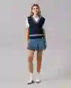 Falda Mujer Con Tablas Azul Morfo Oscuro Talla 6 44571 Rifle