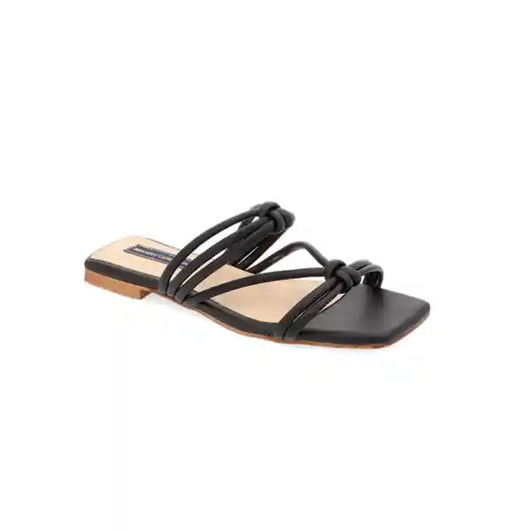 Sandalias Plana Curonta Lisa Negro Talla 37