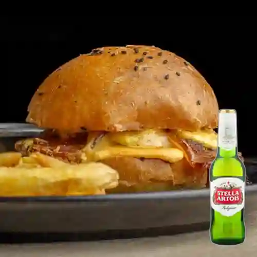 Combo American Cheese Burger + Stella Artois 350 ml