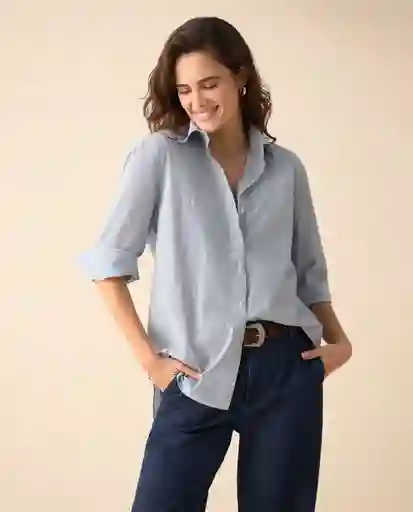 Camisa Azul Lana Claro Talla XL 111G002 Espirit