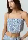 Camisa Tiras Mujer Azul Cetaceo Estampado Talla S Naf Naf