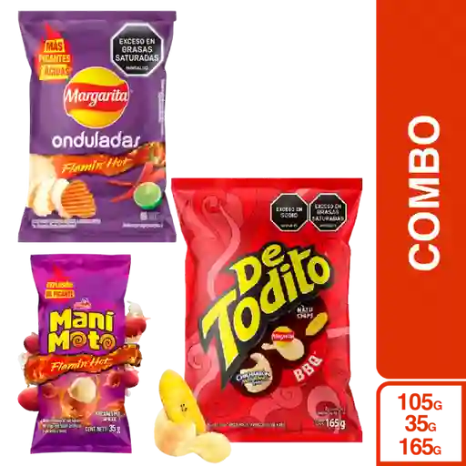 Combo Mani Moto Flamin Hot + de Todito Bbq + Papa Margarita