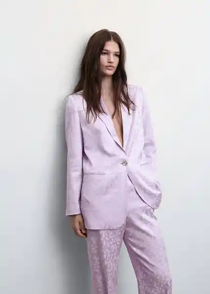Blazer Americana Topete Malva Talla M Mujer Mango
