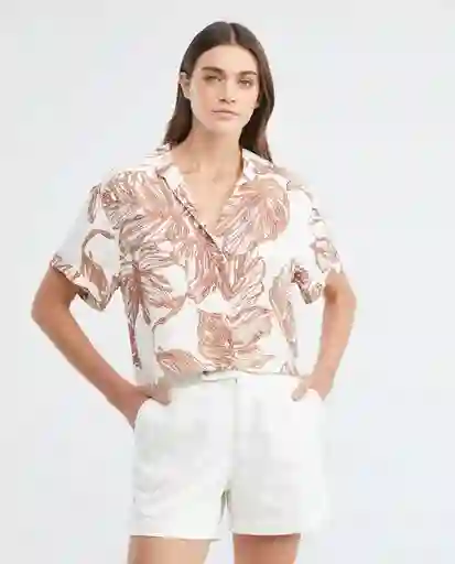 Camisa Mc Printed Resort Rosa Cósmico Claro Talla M Mujer Chevignon