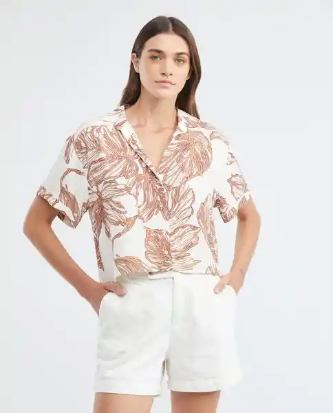 Camisa Mc Printed Resort Rosa Cósmico Claro Talla M Mujer Chevignon