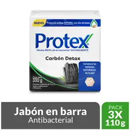 Jabón Antibacterial Protex Carbón Detox 110 g x 3