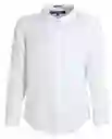 Camisa Lino Basic Blanco Talla L Hombre Chevignon