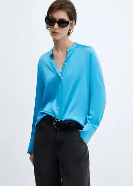 Blusa Lagoon Turquesa Talla 18 Mujer Mango