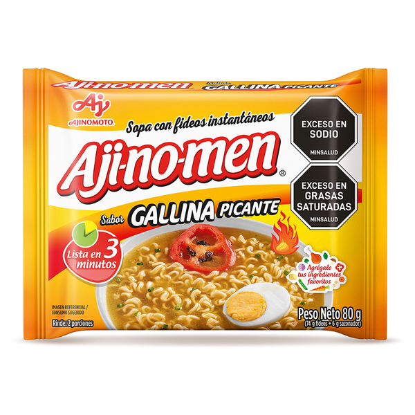Sopa Ajinomen con Fideos Sabor Gallina Picante 80g