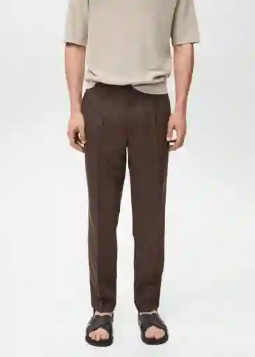 Pantalón Delave Chocolate Talla 40 Hombre Mango
