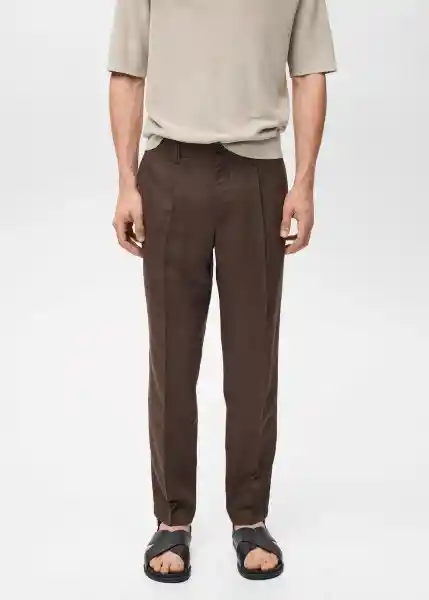Pantalón Delave Chocolate Talla 40 Hombre Mango
