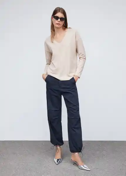 Camiseta Sacov Beige Talla S Mujer Mango