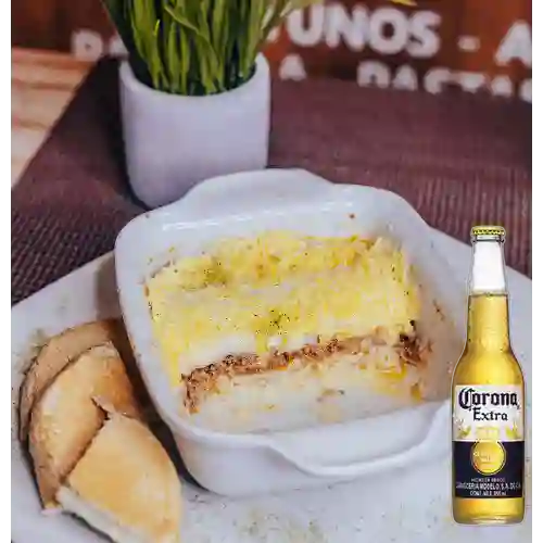 Combo Lasagna Mixta + Cerveza Corona Bot. 355ml