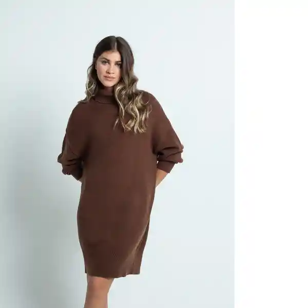 Vestido Café Barbecho Oscuro Talla M 579E005 Naf Naf