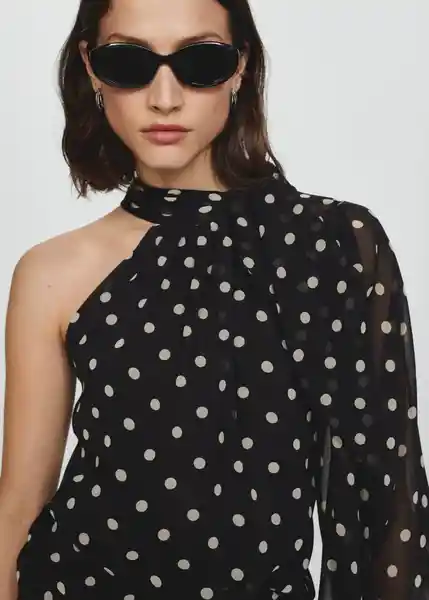 Blusa Adela Negro Talla L Mujer Mango