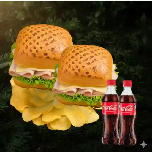 2 Sandwich jamon + 2 coca-cola