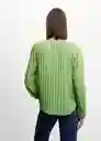 Blusa Plis Verde Talla M Mujer Mango