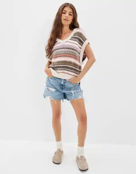 American Eagle Chaleco Jersey Oversized Multicolor Talla Medium