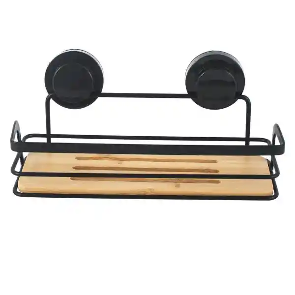 Global Offer Organizador de Baño Ventosas Negro/Bambú