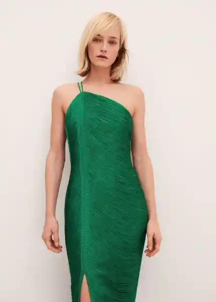 Vestido Fleca Verde Talla S Mujer Mango