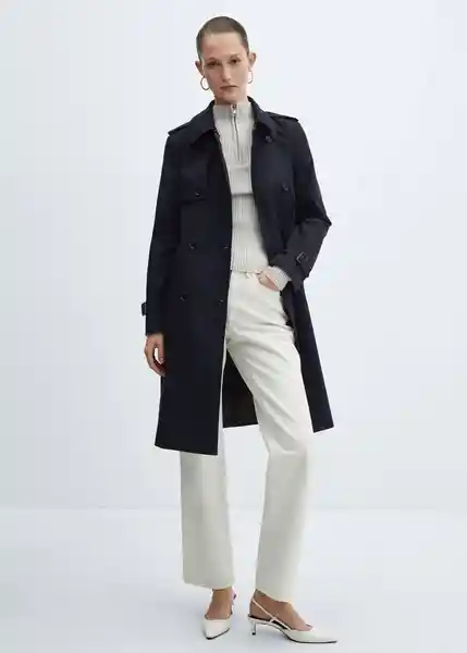 Gabardina Trench Polana Navy Talla 18 Mujer Mango