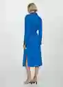 Vestido Mate Azul Talla M Mujer Mango