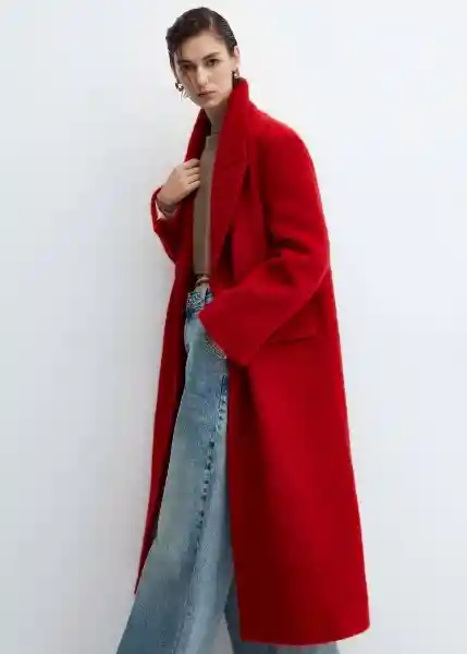 Abrigo Carmin Rojo Talla L Mujer Mango