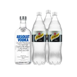 Combo Absolut Vodka Original + Schweppes Soda 1.5 L x 3 Und