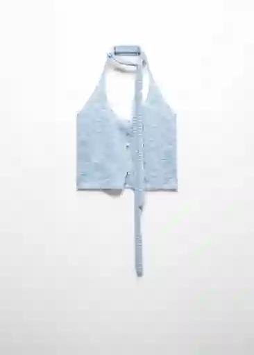 Top Ella Celeste Talla M Mujer Mango