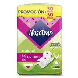 Nosotras Toallas Higiénicas Natural Invisible + Pañito Íntimos