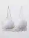 American Eagle Bralette Encaje Realce y Push up Blanco Talla S