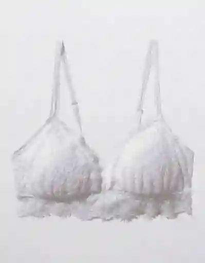 American Eagle Bralette Encaje Realce y Push up Blanco Talla S