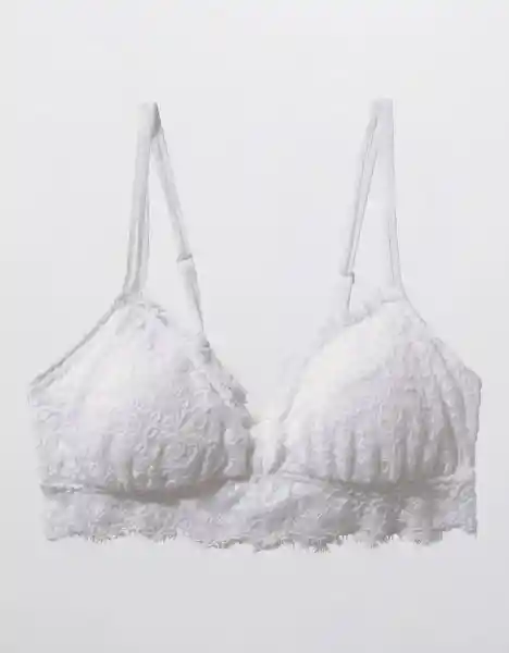 American Eagle Bralette Encaje Realce y Push up Blanco Talla S