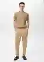 Camiseta Tricot Fluid Beige Talla L Hombre Mango