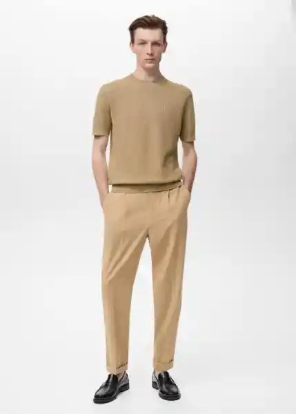 Camiseta Tricot Fluid Beige Talla L Hombre Mango