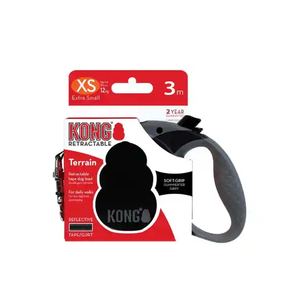 Kong Correa Para Perro Retráctil Terrain Negro XS