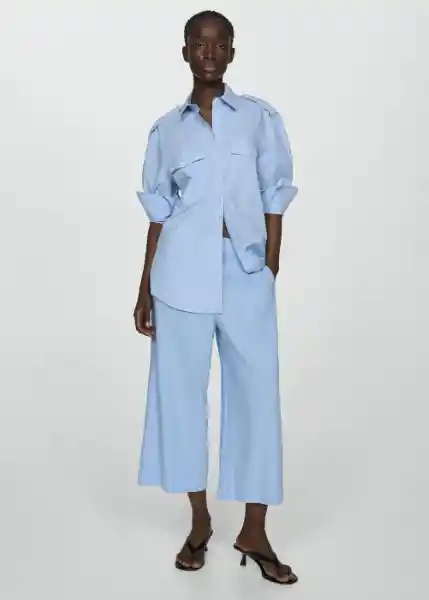 Pantalón Linovis Celeste Talla XL Mujer Mango