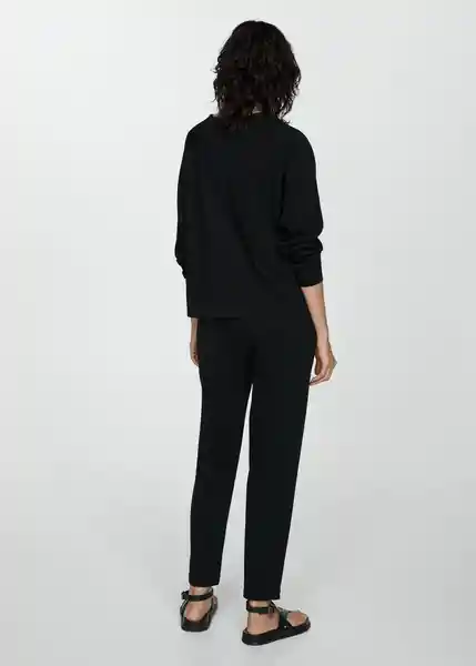 Pantalón Pique Negro Talla L Mujer Mango