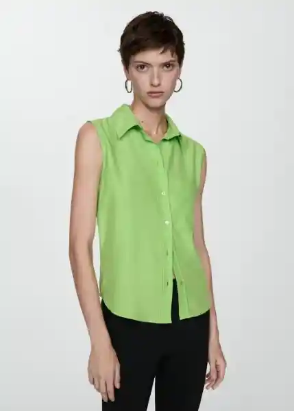 Camisa Lim Verde Talla S Mujer Mango