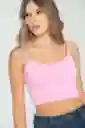 Crop Top Tiras Malibu Color Rosado Barbie Talla M Ragged