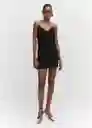 Vestido Party Negro Talla L Mujer Mango