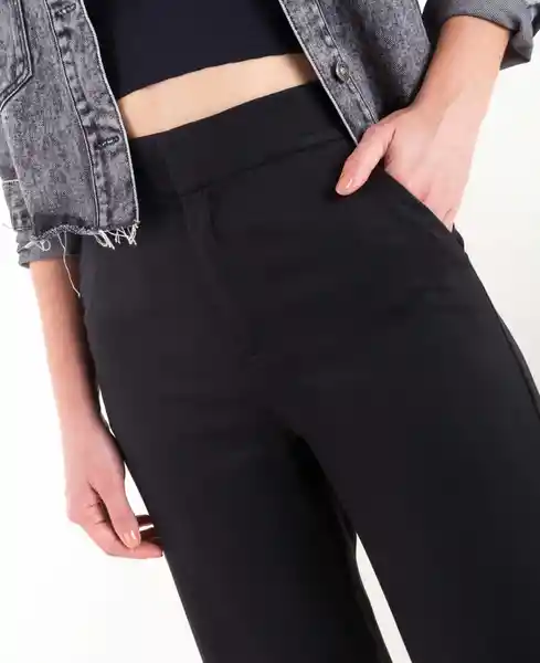 Pantalón Botón Interno Negro Puro Ultra Oscuro Talla 10 Mujer Naf Naf